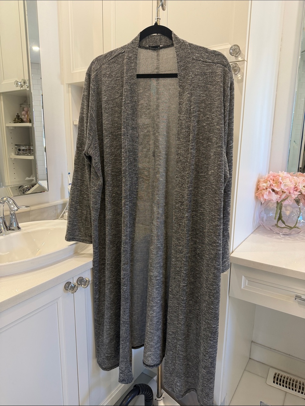 Dex Gray Open-Front Long Cardigan
